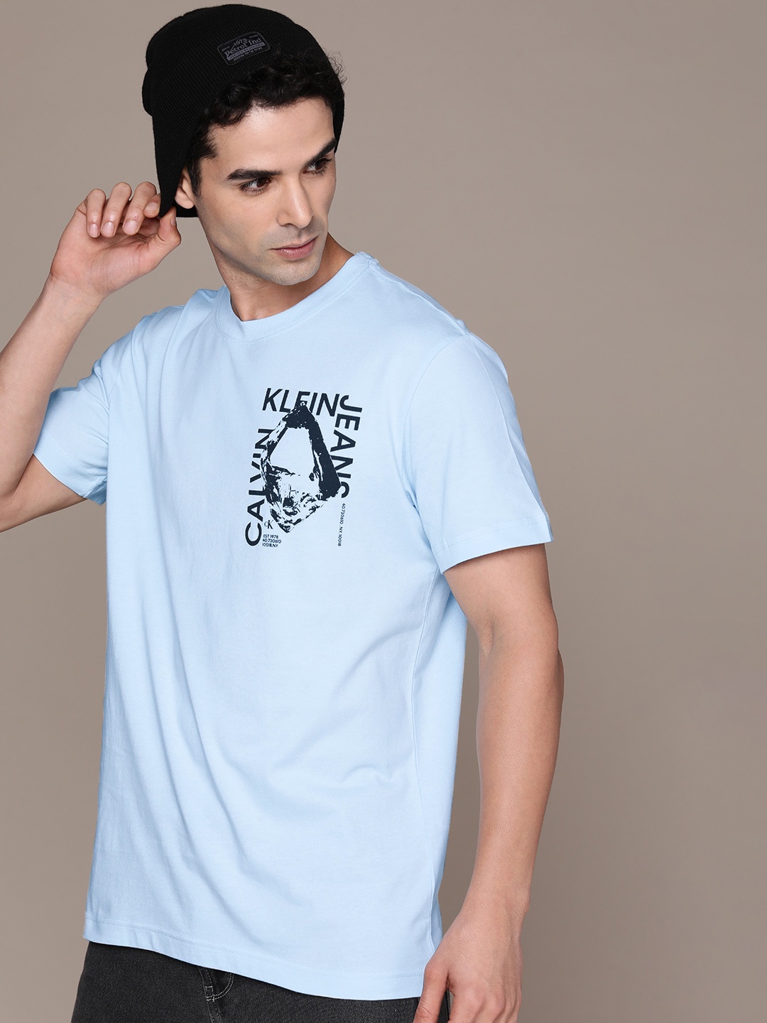 

Calvin Klein Jeans Graphic Printed Pure Cotton T-shirt, Blue