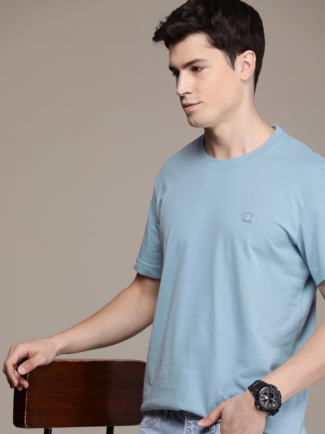 

Calvin Klein Jeans Men Pure Cotton T-shirt, Blue