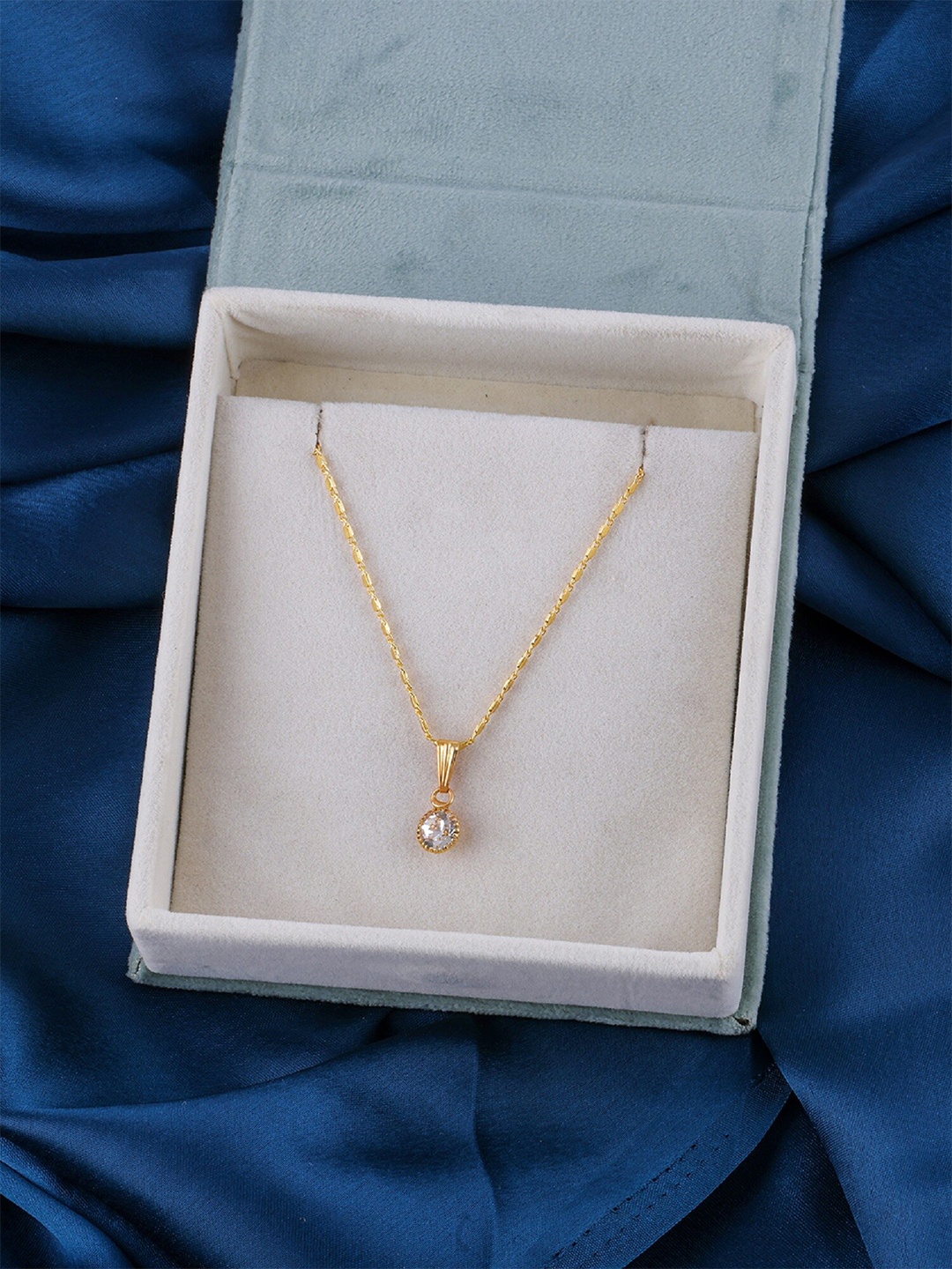 

DressBerry Gold-Plated Stone-Studded Pendant with Chain