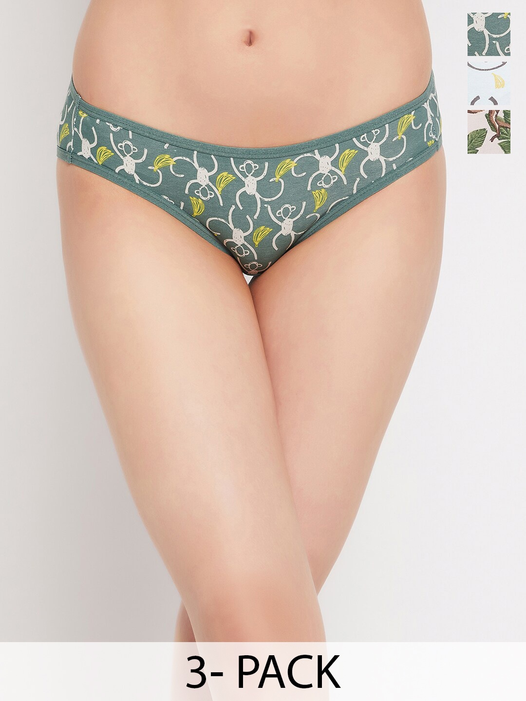 

Clovia Pink Pack Of 3 Abstract Printed Low-Rise Anti Microbial Basic Briefs, White