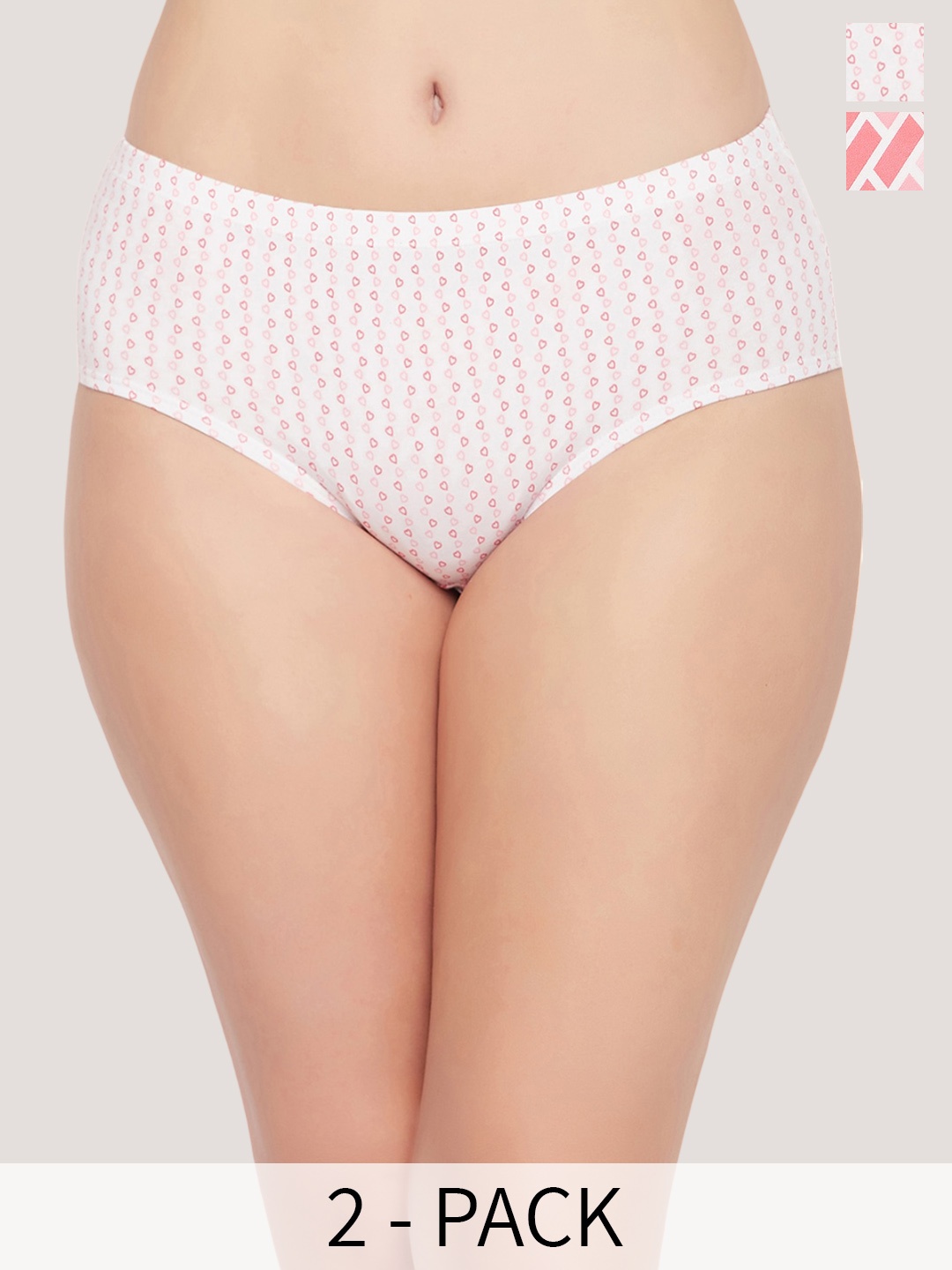 

Clovia Pack Of 2 White Printed Anti Microbial Hipster Briefs