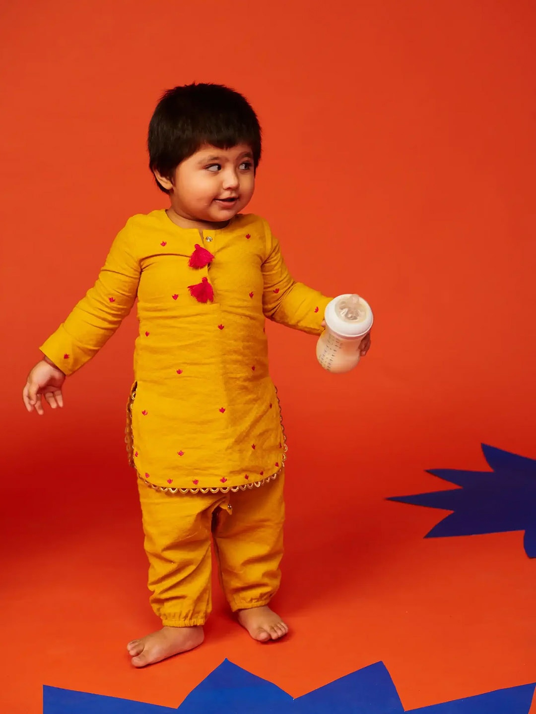 

Somersault Girls Embroidered Pure Cotton Straight Kurta with Trouser, Yellow