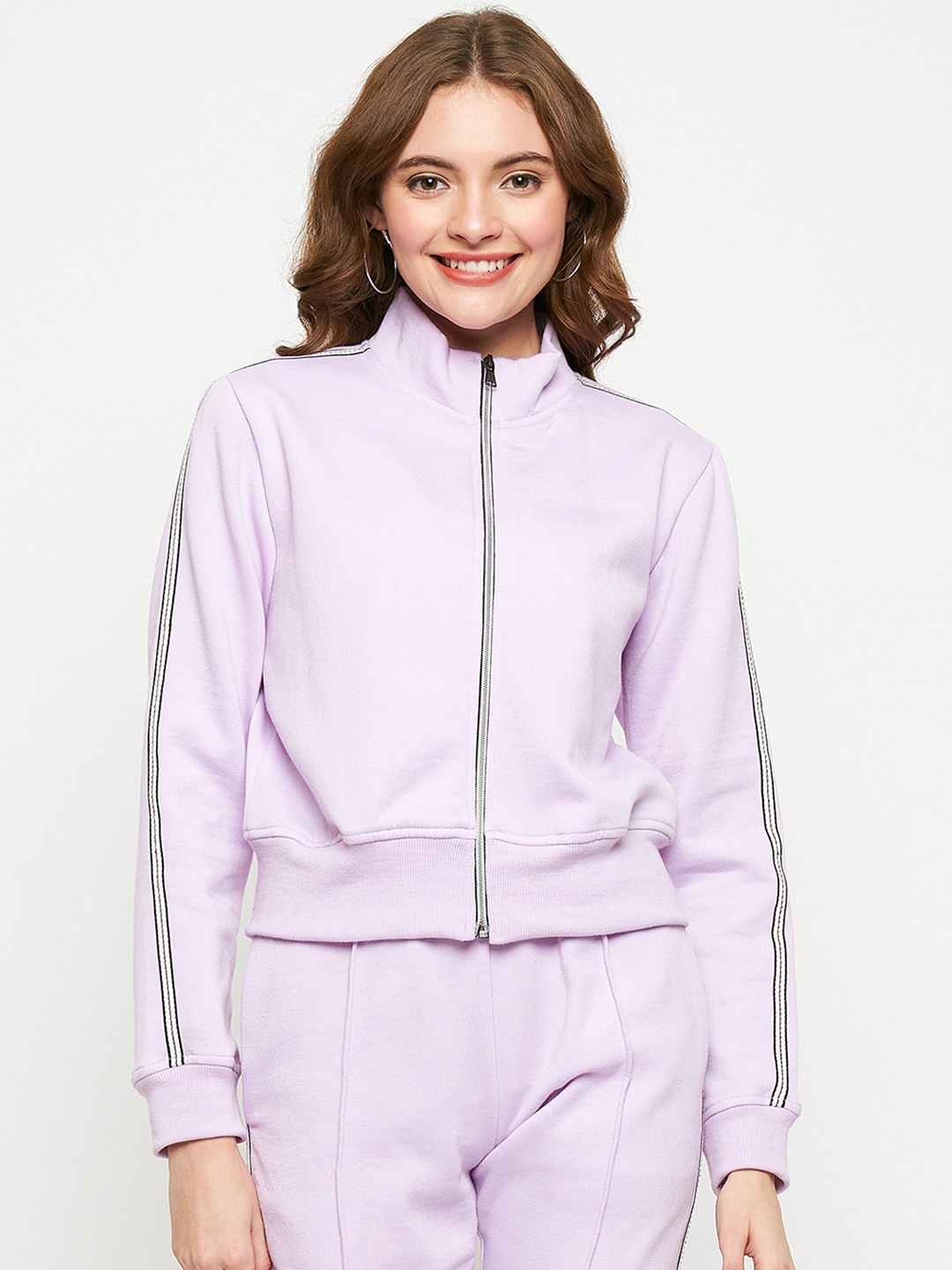 

BRINNS Mock Collar Fleece Bomber Jacket, Lavender