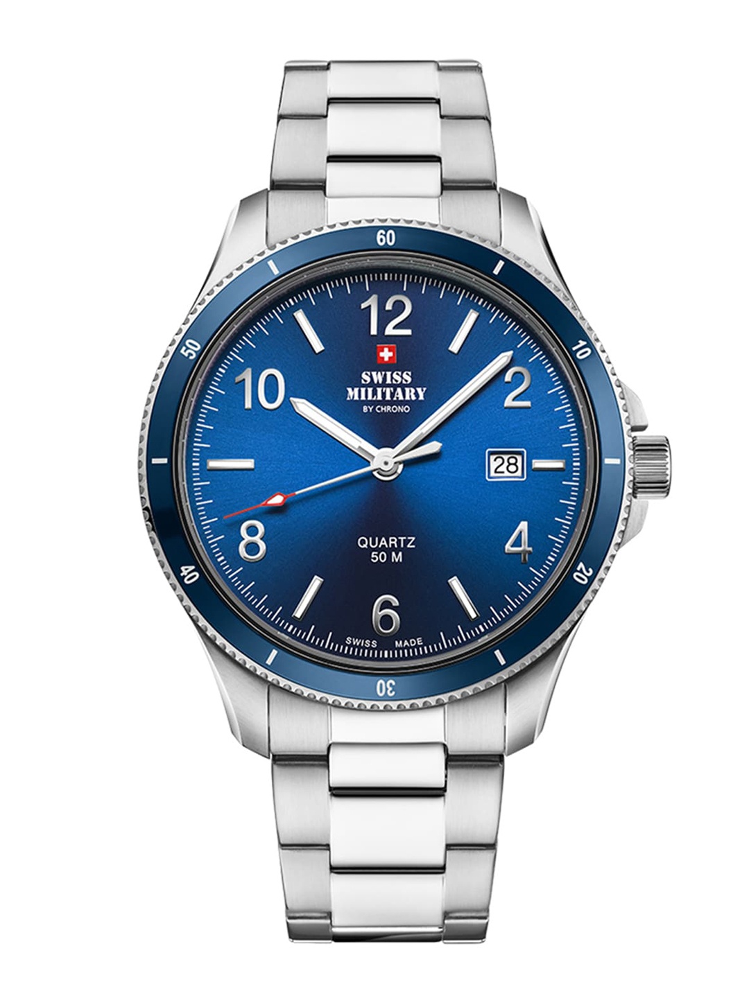 

Swiss Military by Chrono Men Silver-Toned Swiss Made Analog Watch - SM34096.03, Blue
