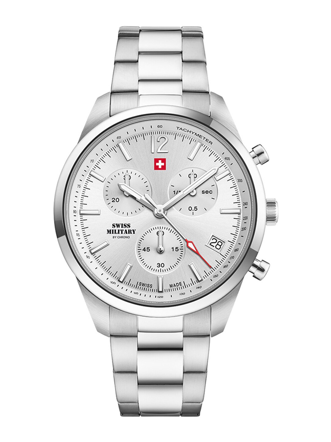 

Swiss Military by Chrono Men Stainless Steel Bracelet Style Analogue Watch SM34097.02, Silver