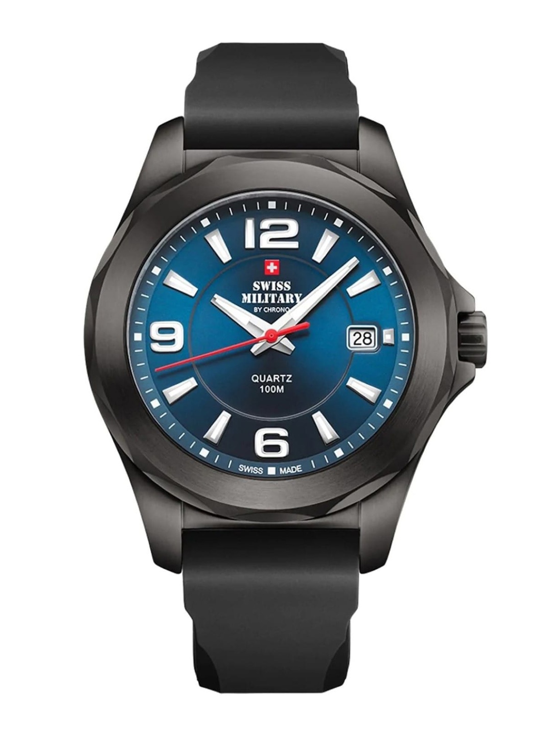 

Swiss Military by Chrono Unisex Black Dial & Blue Leather Wrap Around Straps Analogue Date Aperture Watch