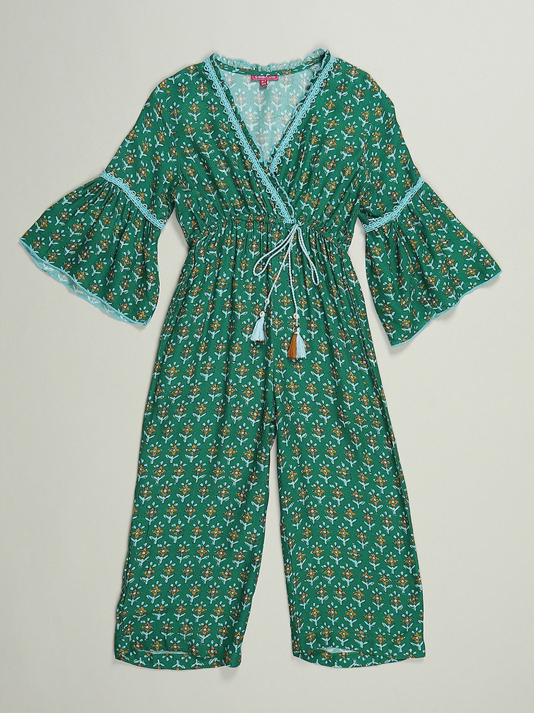 

Biba Girls Printed V-Neck Basic Jumpsuit, Green