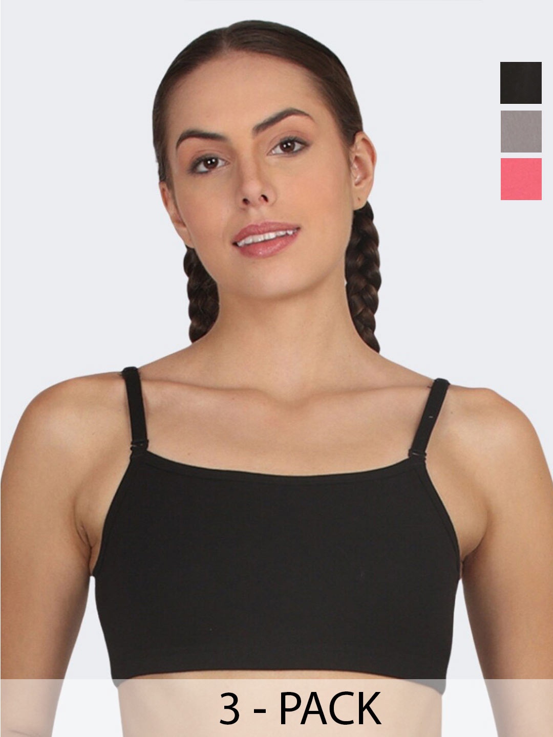 

POOJA RAGENEE Pack Of 3 Full Coverage All Day Comfort Sports Bra, Grey