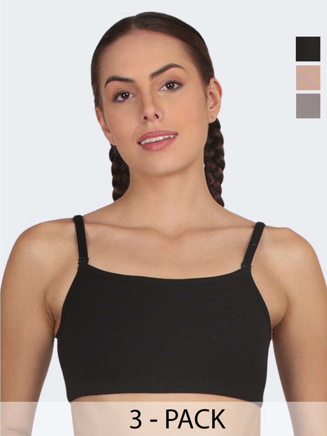 

POOJA RAGENEE Pack Of 3 Full Coverage All Day Comfort Sports Bra, Black