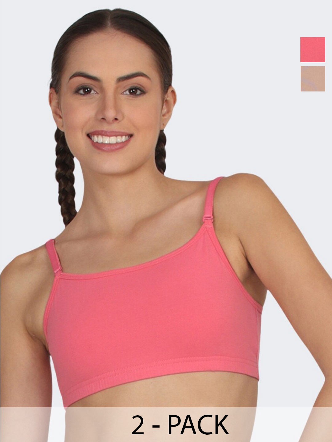 

POOJA RAGENEE Pack Of 2 Full Coverage Non-Padded Cotton T-shirt Bras With All Day Comfort, Pink