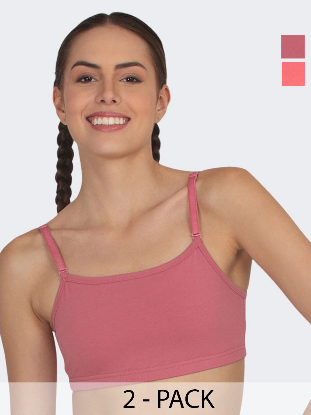 

POOJA RAGENEE Pack Of 2 Full Coverage Non-Padded Cotton T-shirt Bras With All Day Comfort, Pink