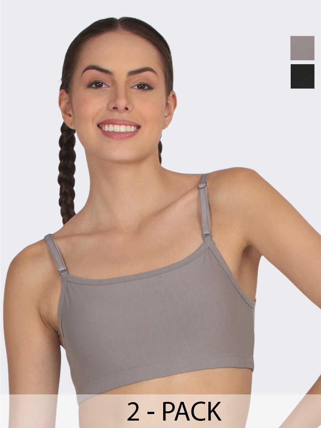 

POOJA RAGENEE Pack Of 2 Full Coverage Cotton T-shirt Bra With All Day Comfort, Grey