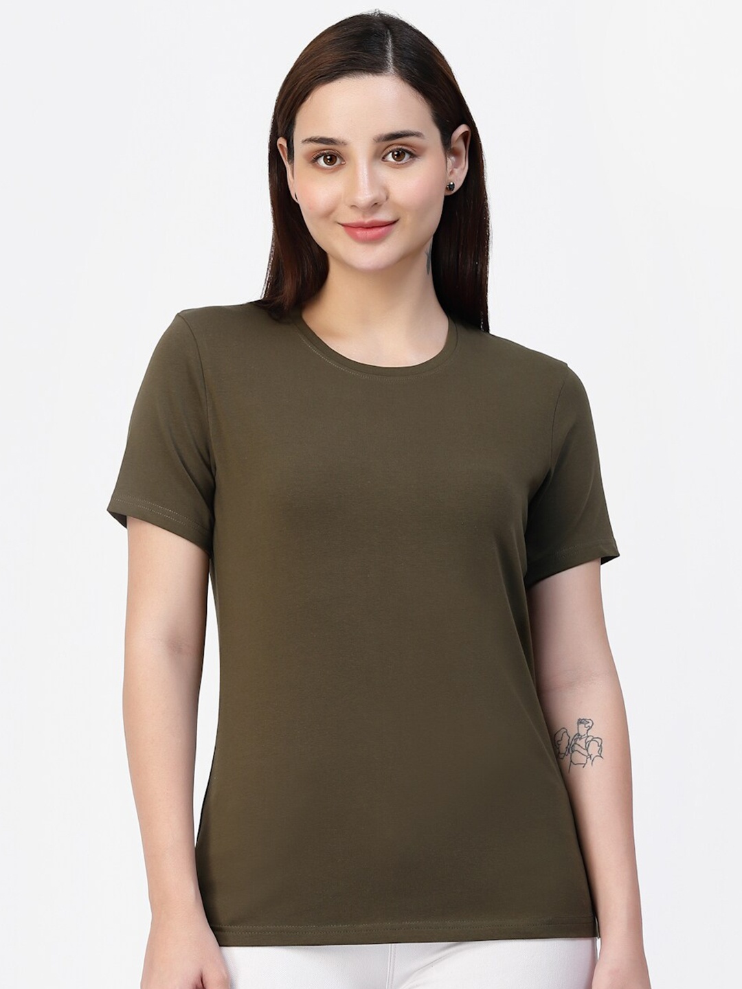 

Prag & Co Relaxed Fit Round Neck Cotton T-shirt, Olive