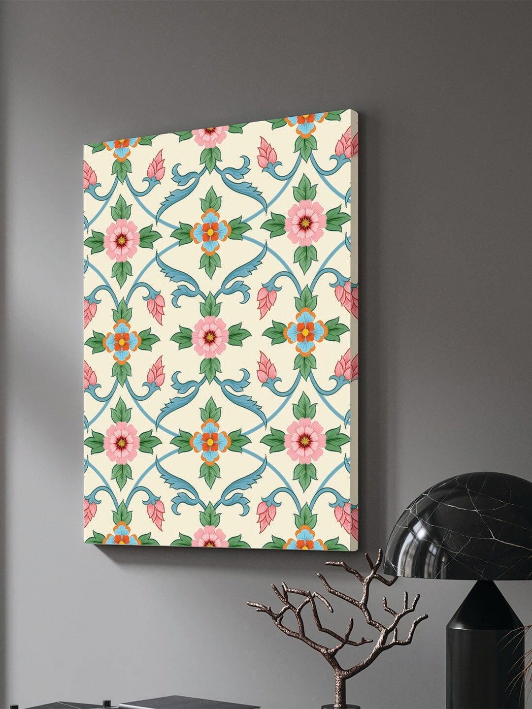 

Art Street Cream & Blue Floral and Botanical Canvas Painting Wall Art