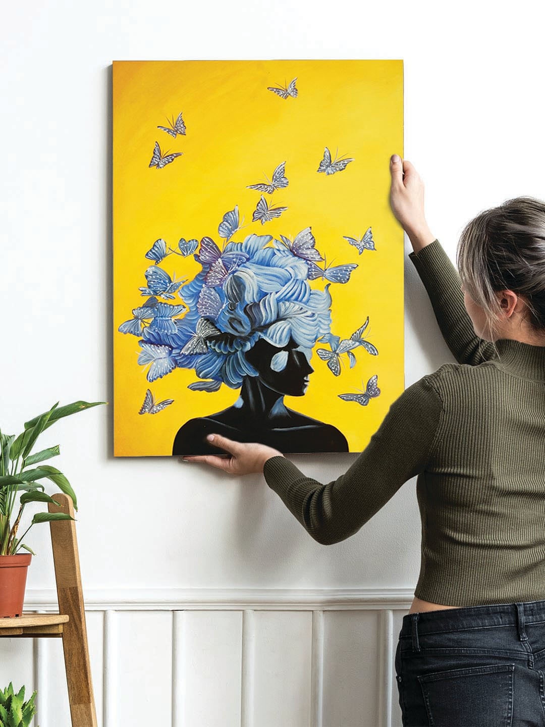 

Art Street Yellow & Blue Butterflies Canvas Painting Wall Art