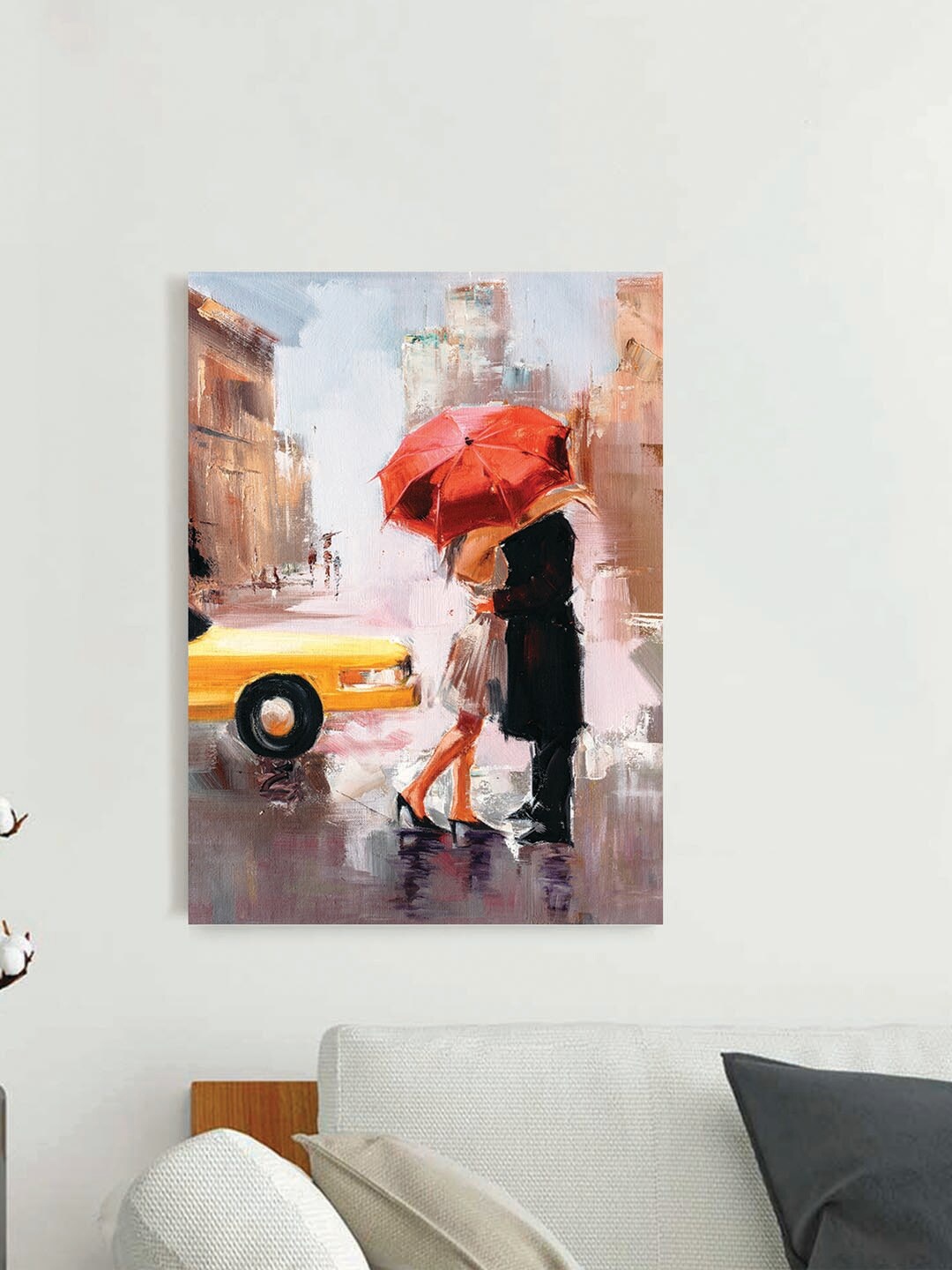 

Art Street Red & Blue Couple Under the Umbrella Canvas Painting Wall Art