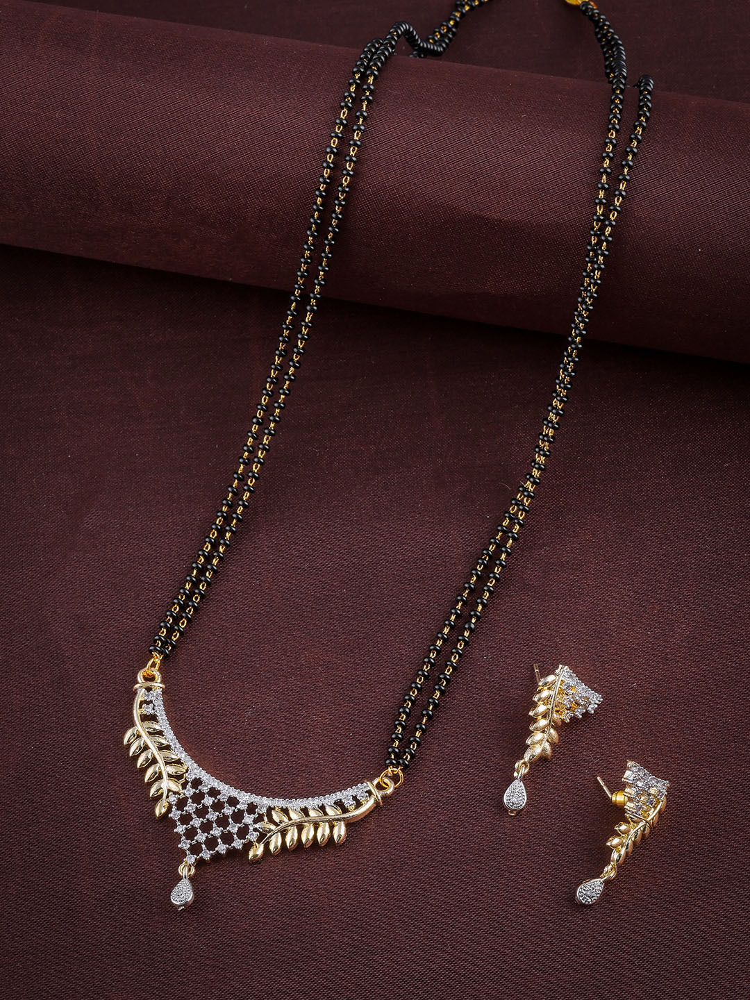 

Anouk Gold-Plated AD-Studded & Beaded Mangalsutra Set
