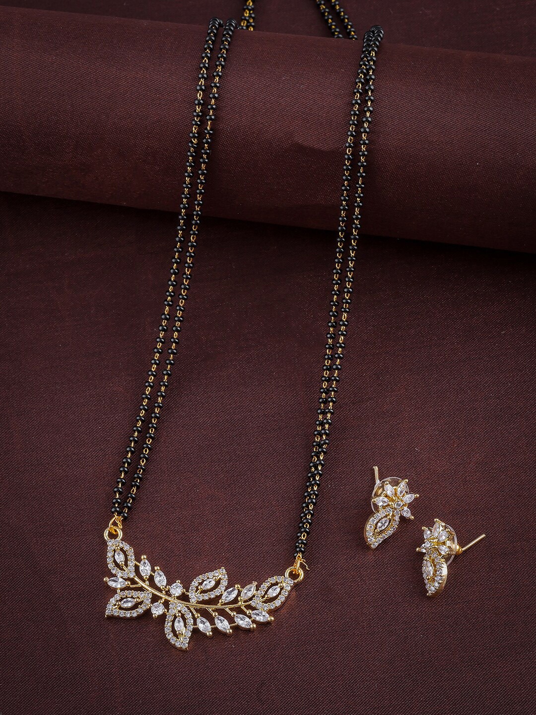 

Anouk Gold-Plated AD-Studded & Beaded Mangalsutra Set
