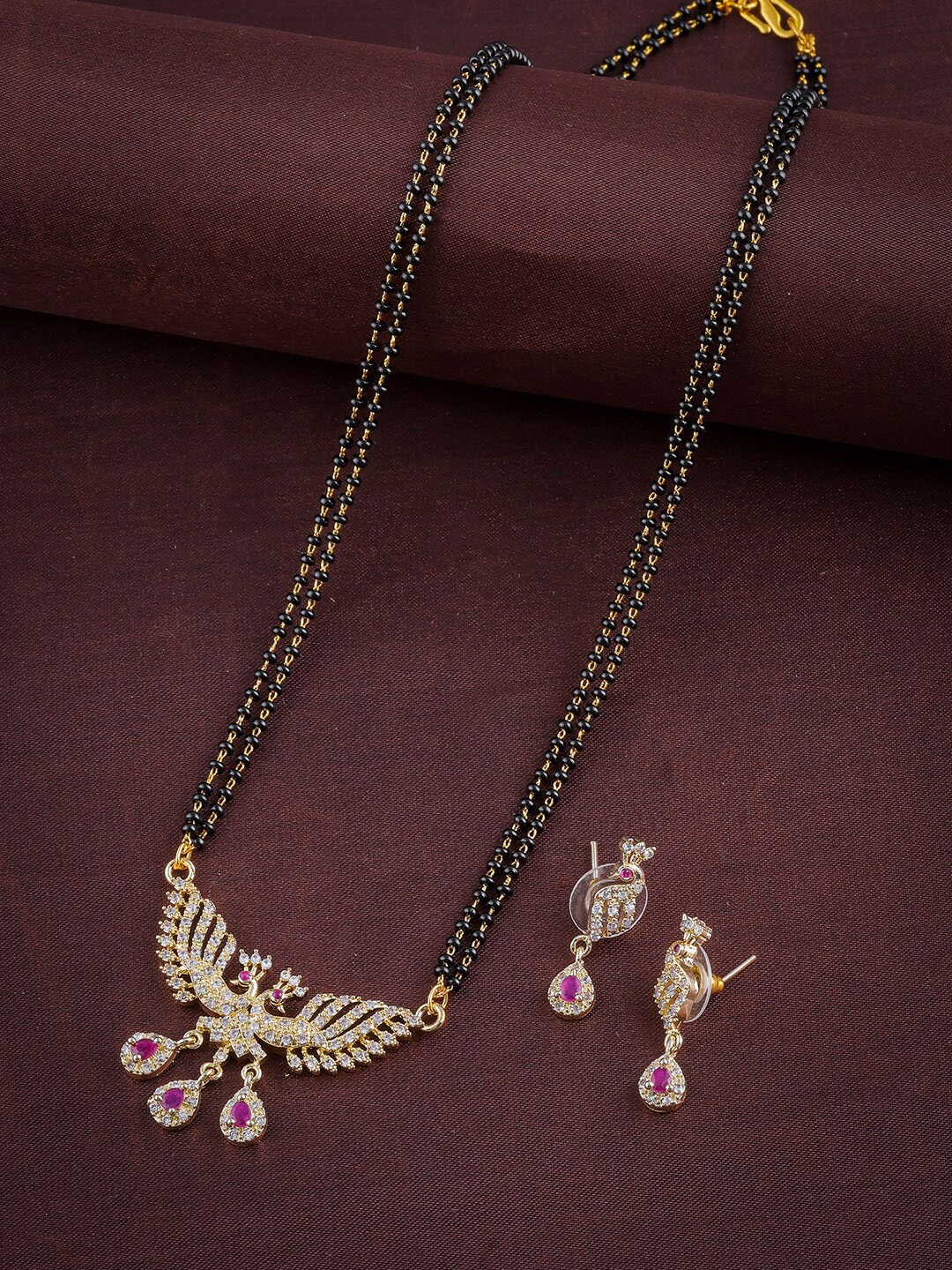 

Anouk Gold-Plated AD-Studded & Beaded Mangalsutra Set