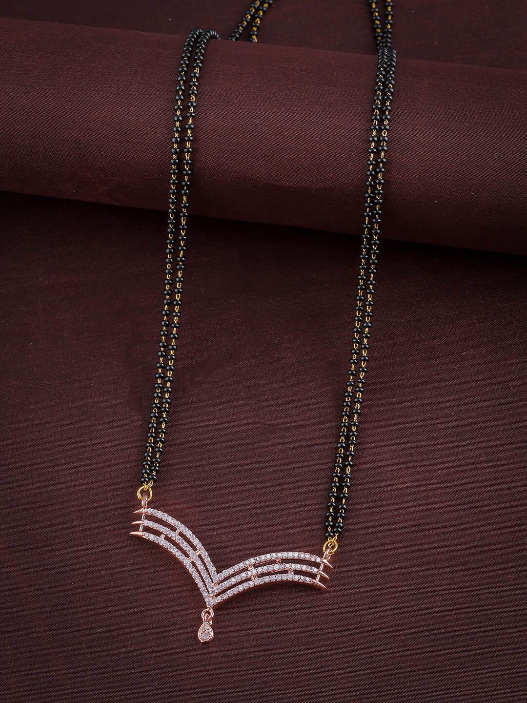 

Anouk Gold-Plated AD-Studded & Beaded Mangalsutra Set