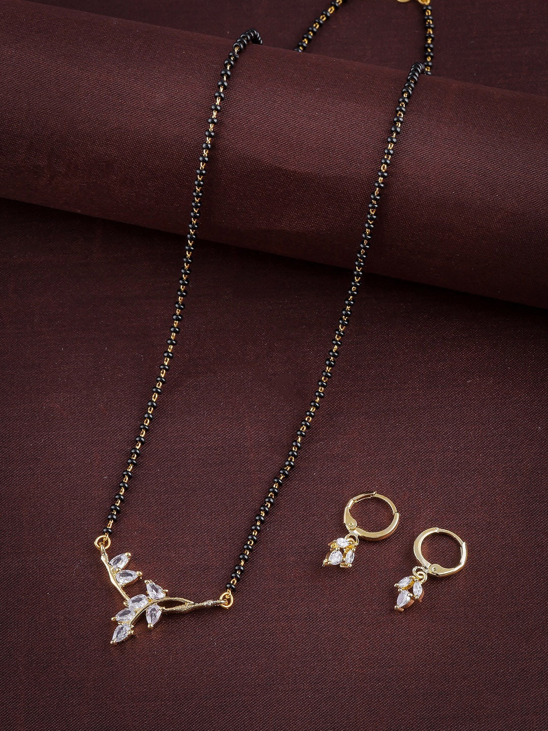 

Anouk Gold-Plated AD-Studded & Beaded Mangalsutra Set