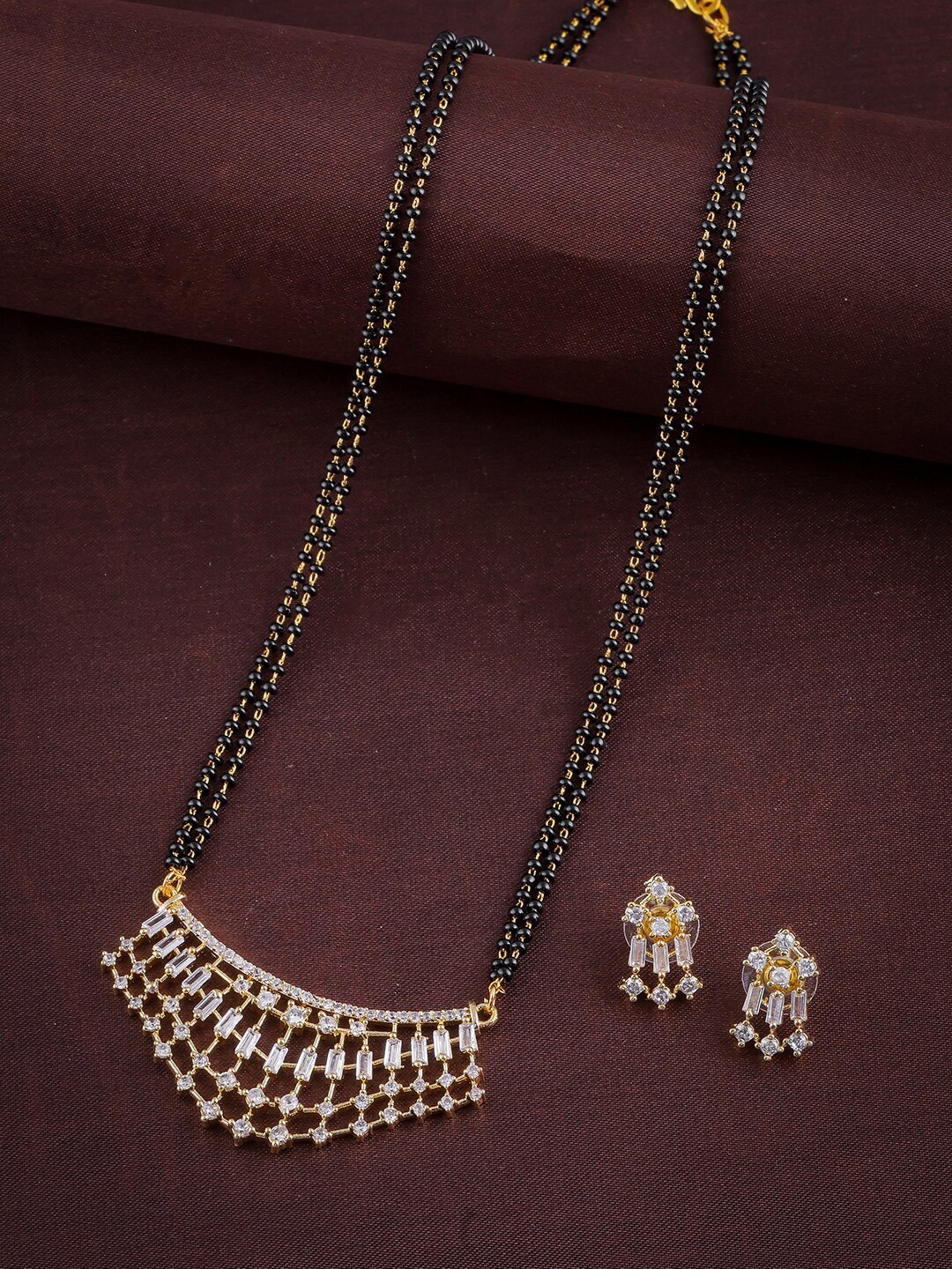 

Anouk Gold-Plated AD-Studded & Beaded Mangalsutra Set