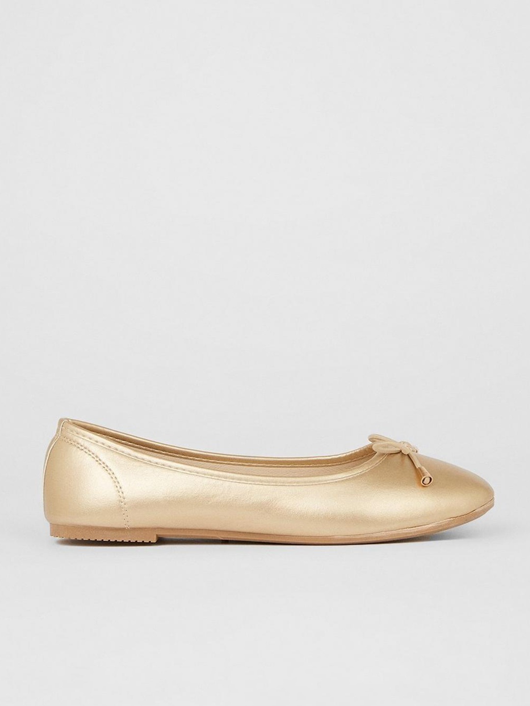 

DOROTHY PERKINS Women Textured Ballerinas With Bow Detail, Gold