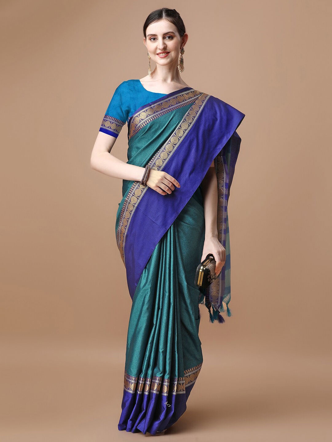

Mitera Zari Silk Cotton Saree, Blue