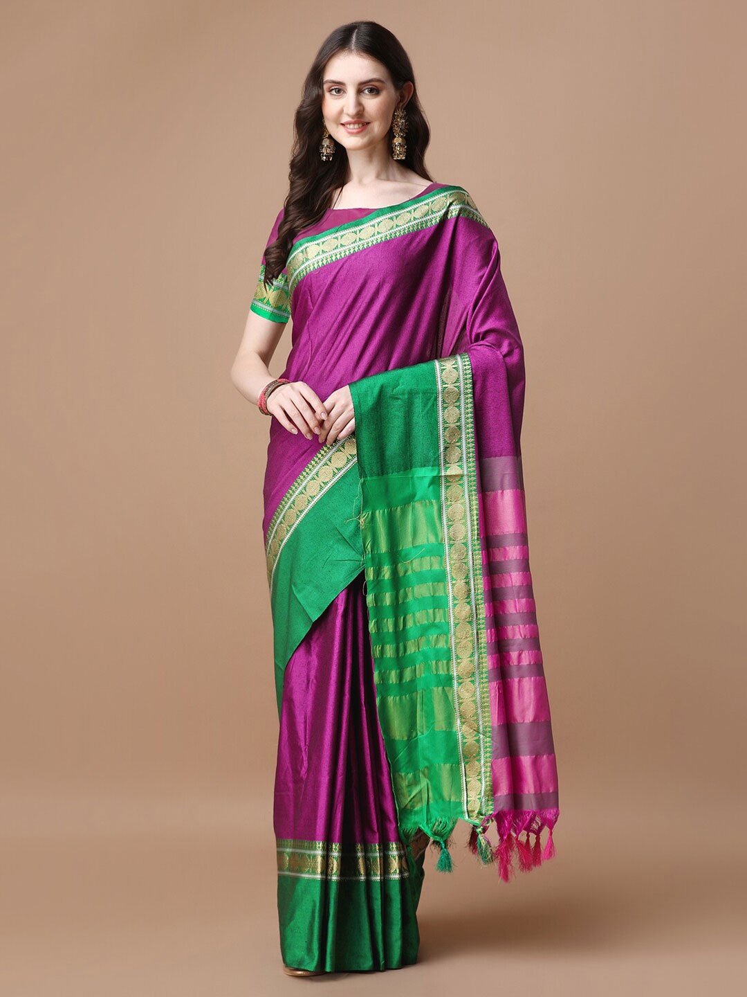 

Mitera Zari Silk Cotton Saree, Pink