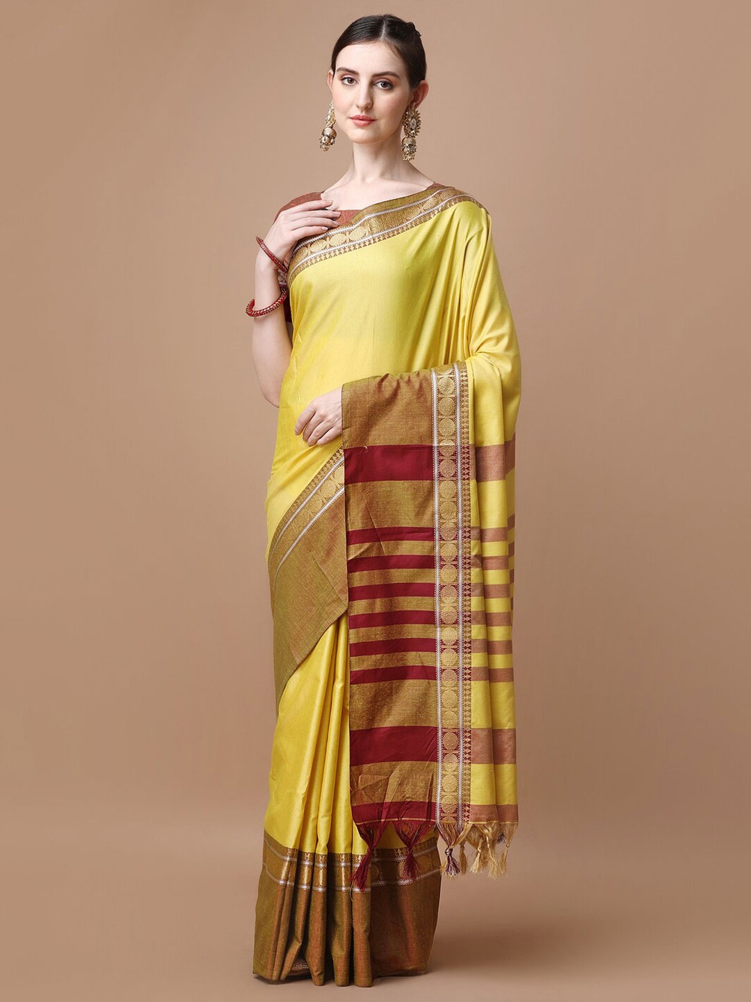 

Mitera Zari Silk Cotton Saree, Yellow