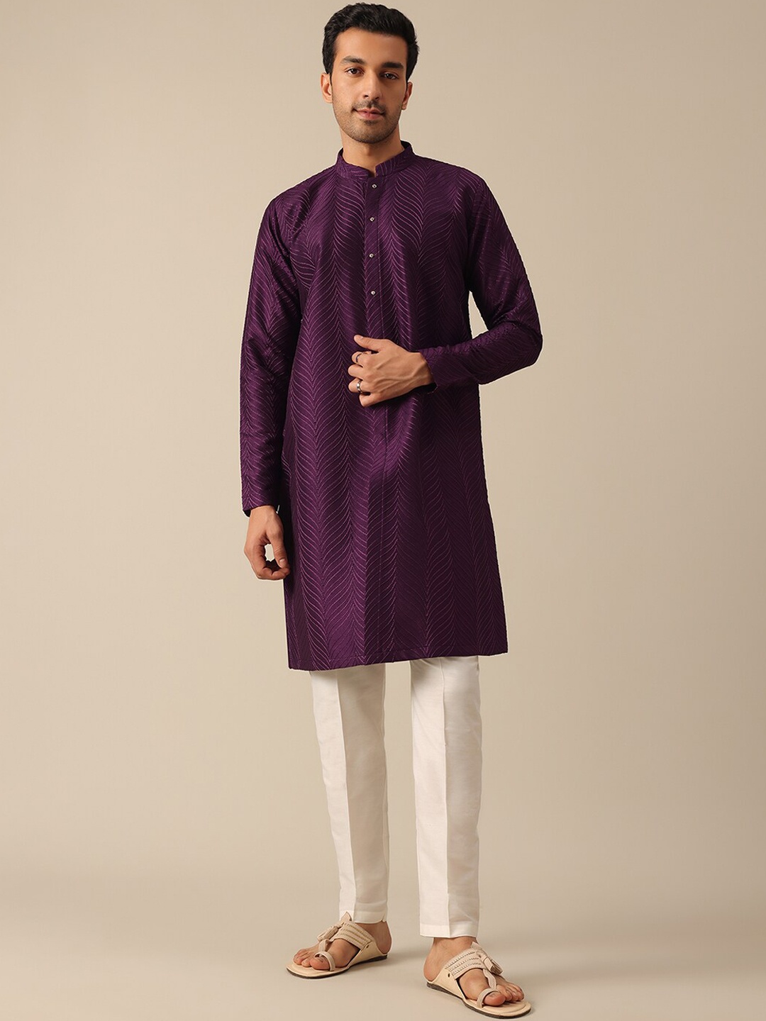 

KALKI Fashion Embroidered Kurta With Trousers, Purple