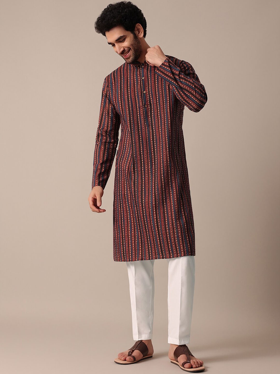 

KALKI Fashion Ethnic Motifs Printed Kurta With Trousers, Red