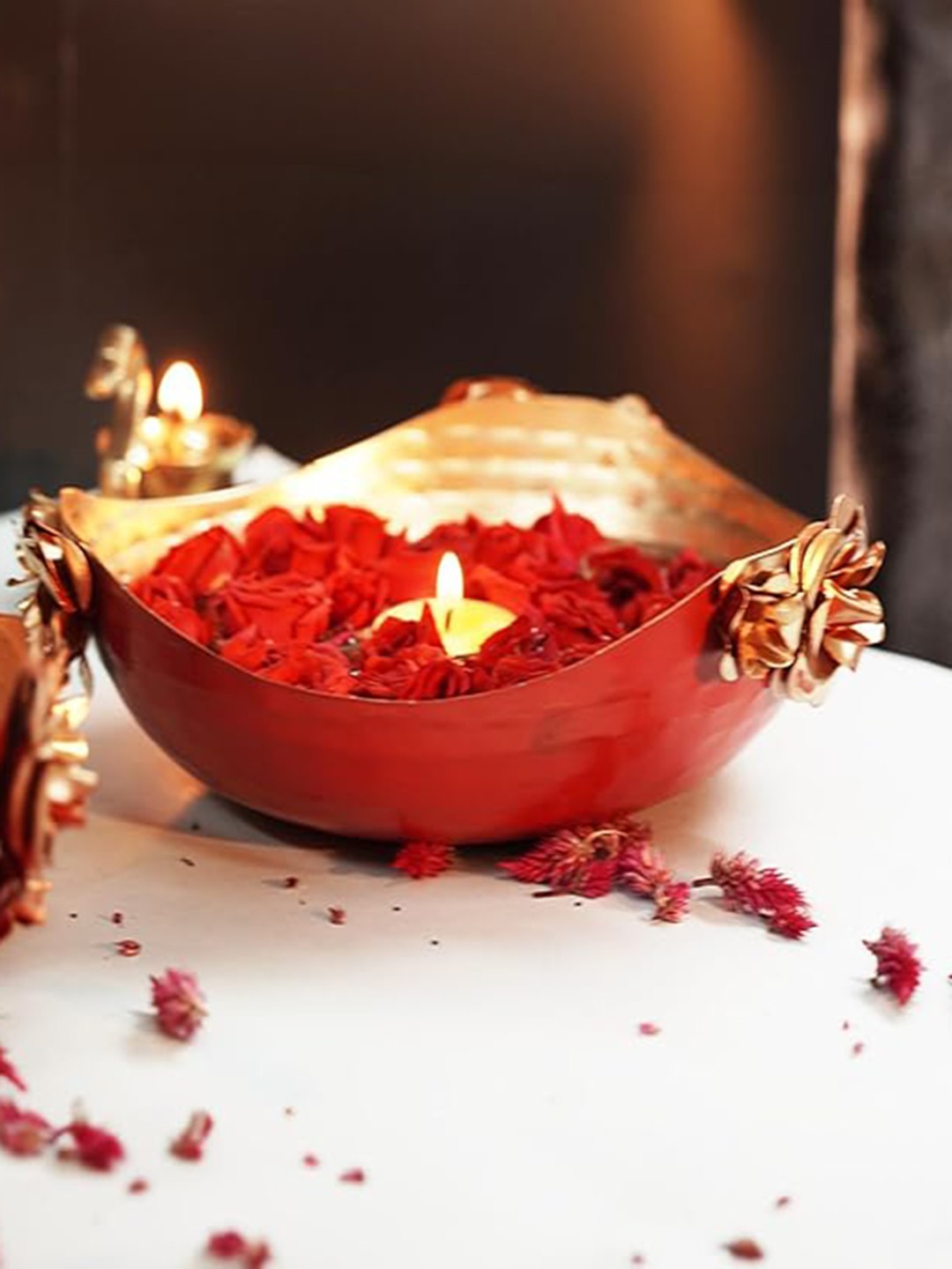 

PujaNPujari Gold Toned 2 Pieces Metal Urli Decorative Bowls