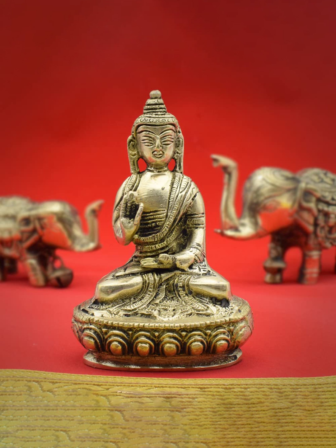 

PujaNPujari Gold-Toned Meditation Buddha Statue Idol