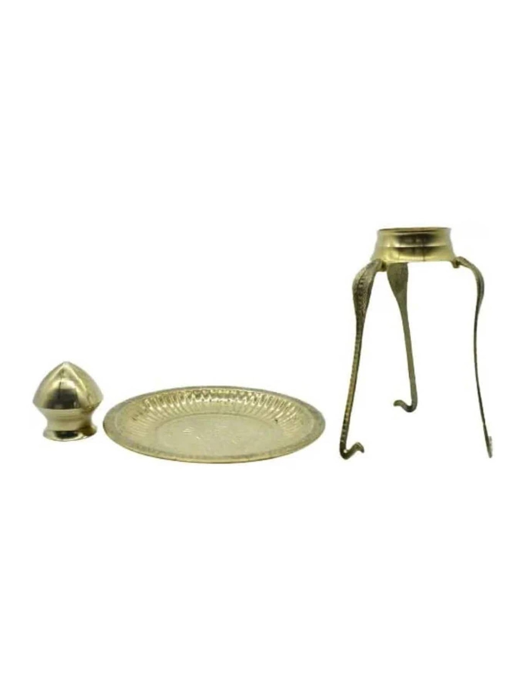 PujaNPujari Gold-Tone 3Pcs Abhisekham Stand With Kalashm Lota & Pooja Plate
