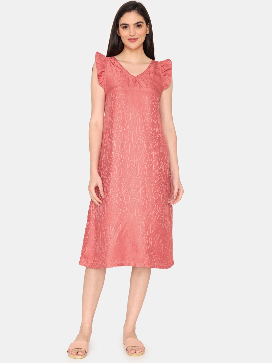 

Zivame Abstract Printed Nightdress, Coral