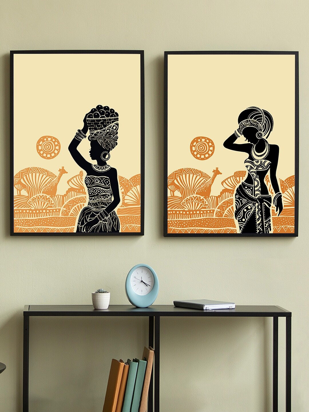 

Art Street Beige & Black 2 Pieces African Lady Painting Wall Art