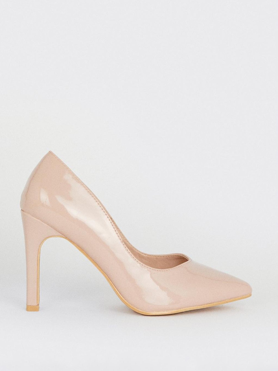 

DOROTHY PERKINS Pointed-Toe Wide-Fit Block Heel Pumps, Nude