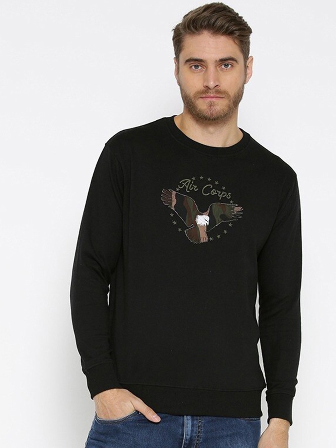 

HARBOR N BAY Embroidered Fleece Sweatshirt, Black