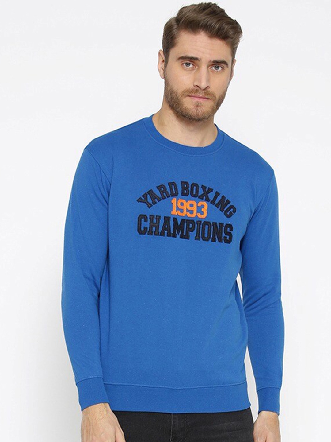 

HARBOR N BAY Embroidered Fleece Sweatshirt, Blue