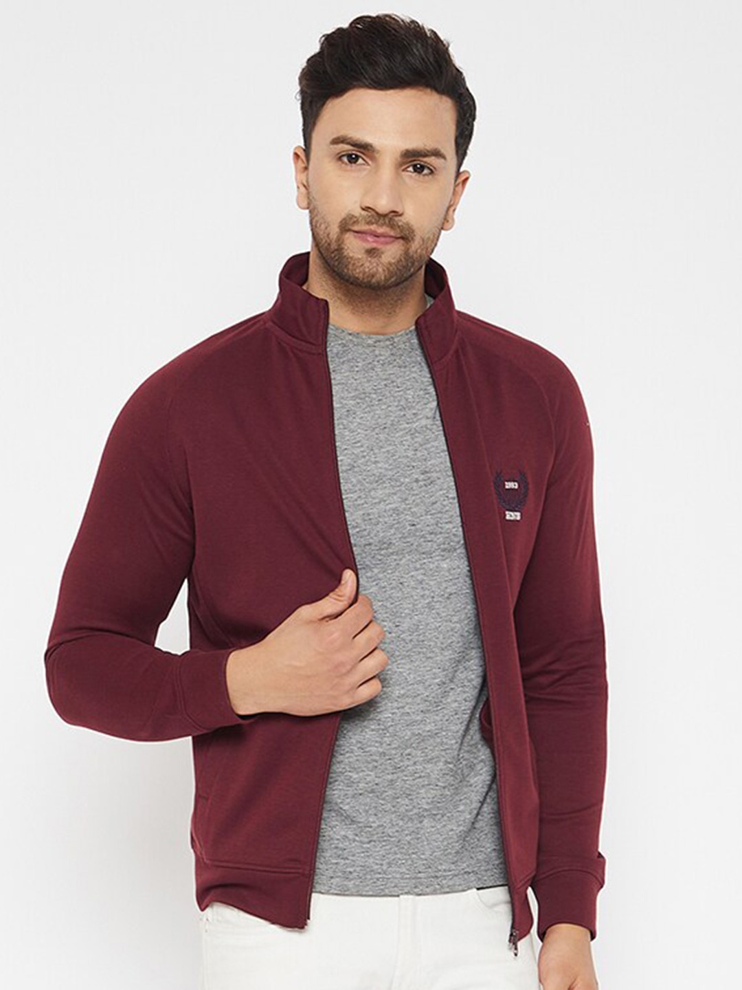 

HARBOR N BAY Mock Collar Fleece Sweatshirt, Maroon