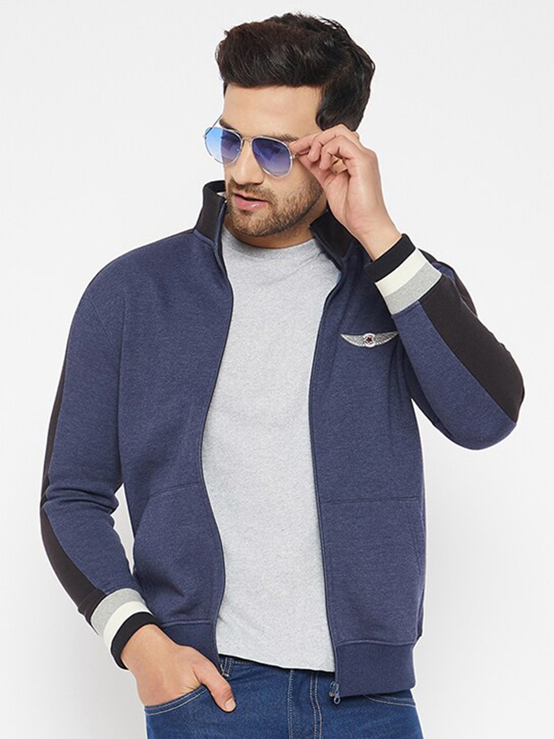 

HARBOR N BAY Mock Collar Fleece Sweatshirt, Blue