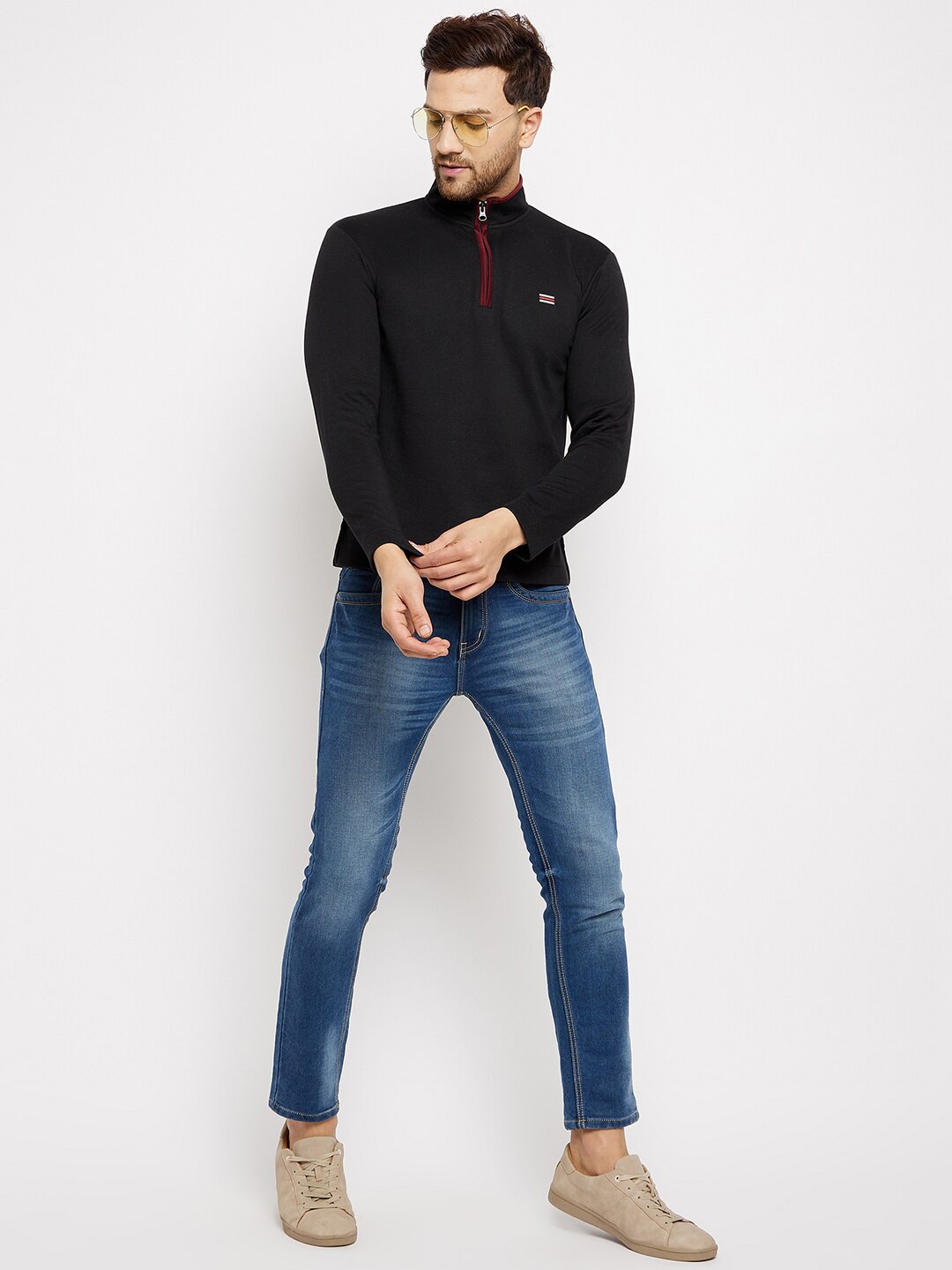 

HARBOR N BAY Mock Collar Fleece Sweatshirt, Black