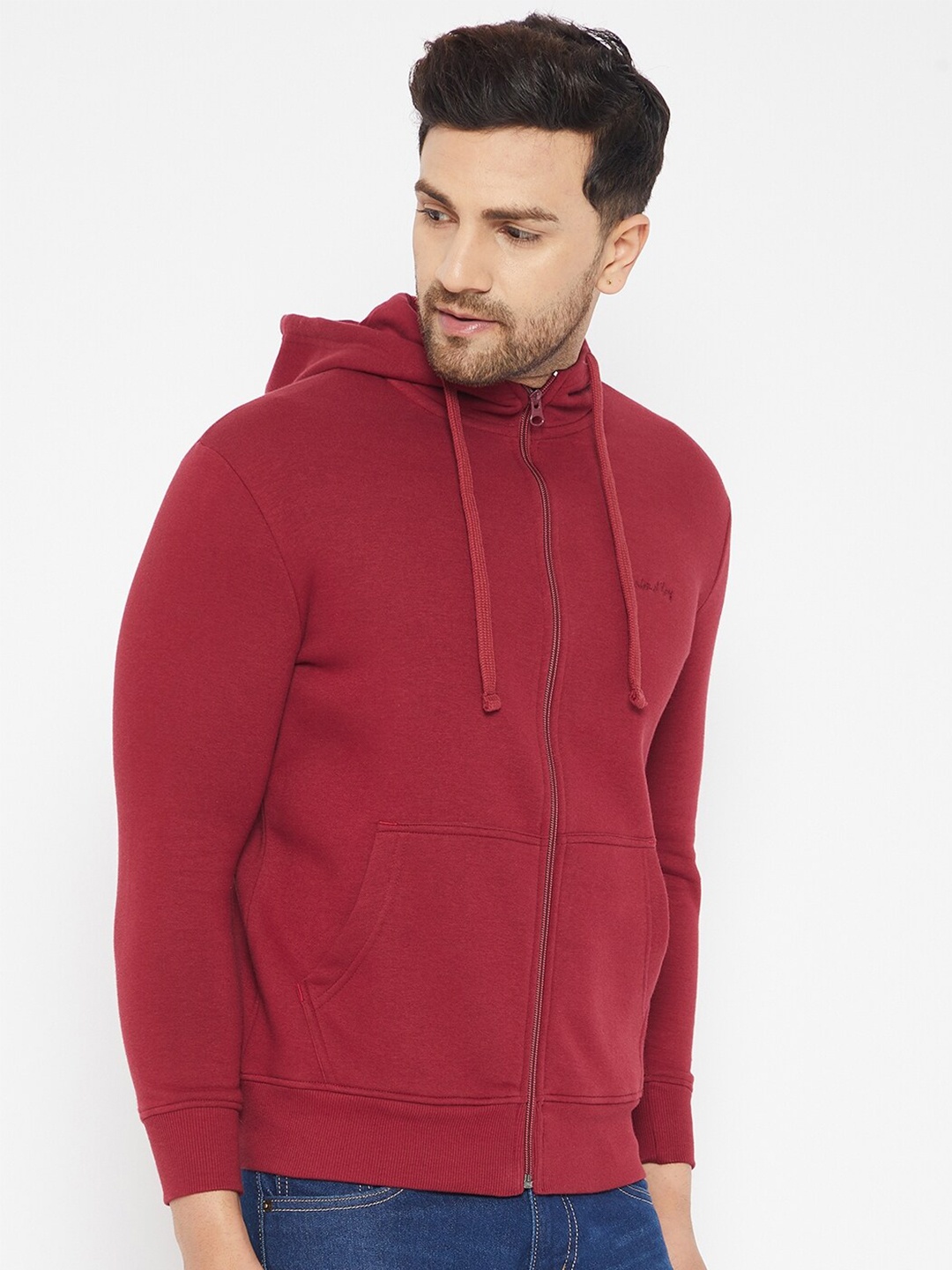 

HARBOR N BAY Long Sleeves Fleece Hood Front-Open Sweatshirt, Maroon