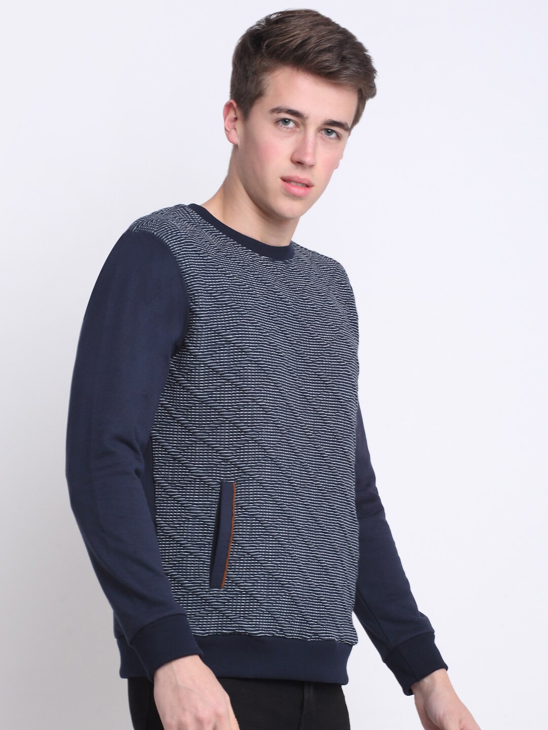 

HARBOR N BAY Striped Fleece Sweatshirt, Navy blue