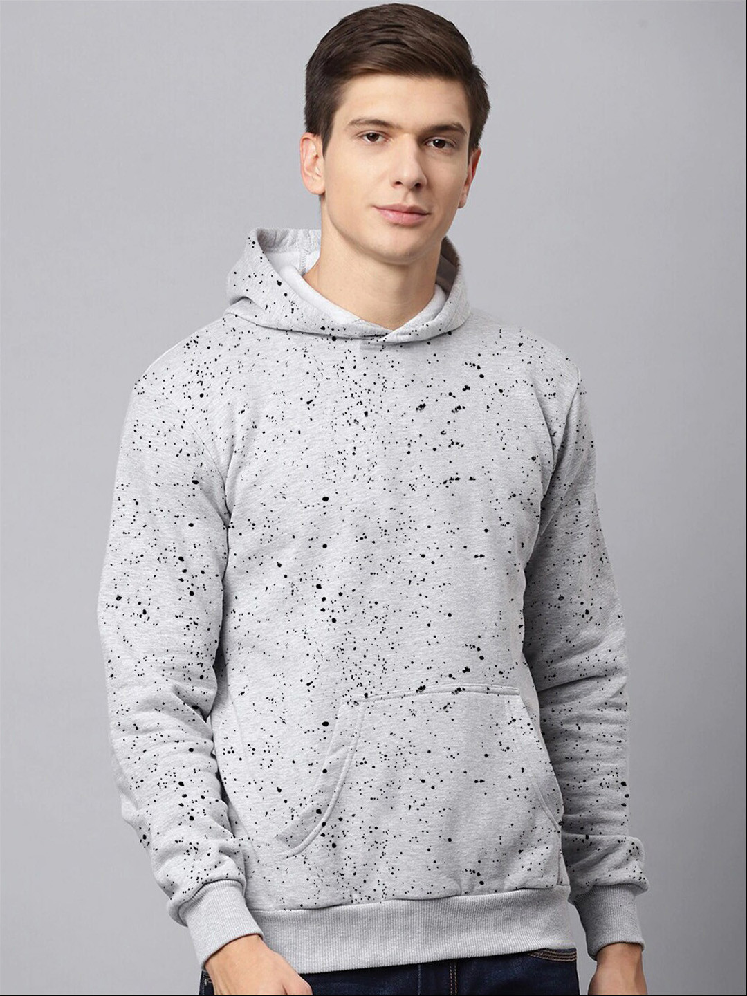 

HARBOR N BAY Abstract Printed Hooded Sweatshirt, Grey