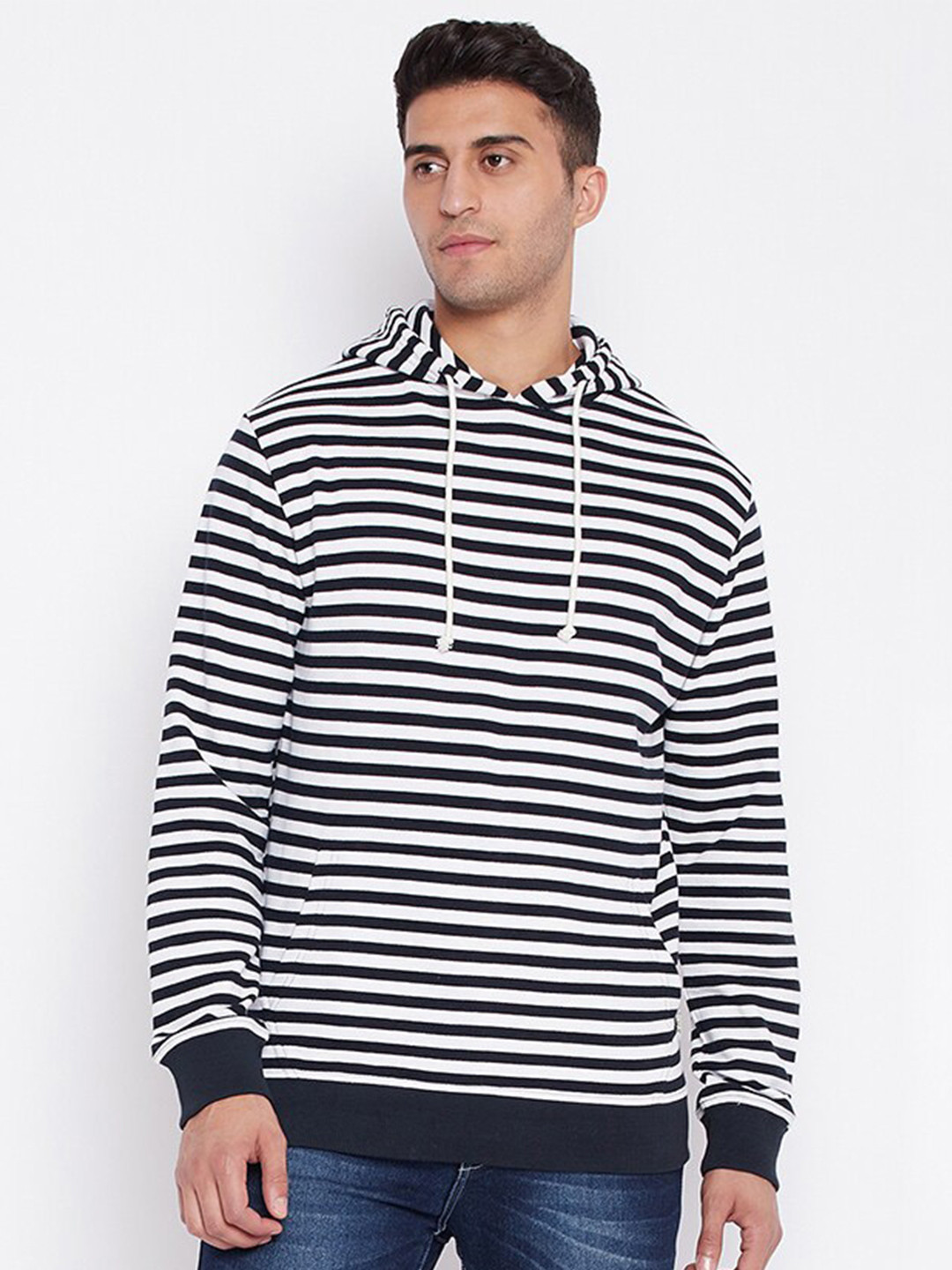 

HARBOR N BAY Striped Hooded Fleece Pullover, Blue