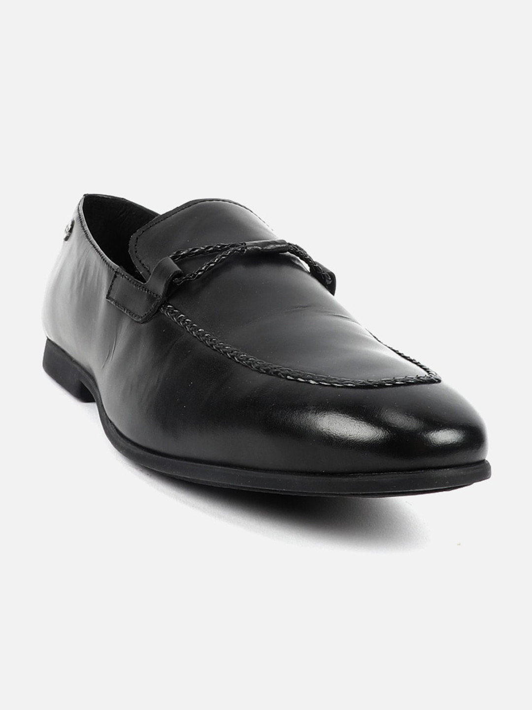 

Carlton London Men Leather Formal Horsebit Loafers, Black