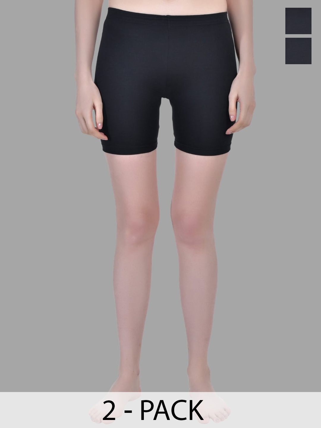 

Aimly Women Pack Of 2 Mid-Rise Skinny Fit Sports Shorts, Black