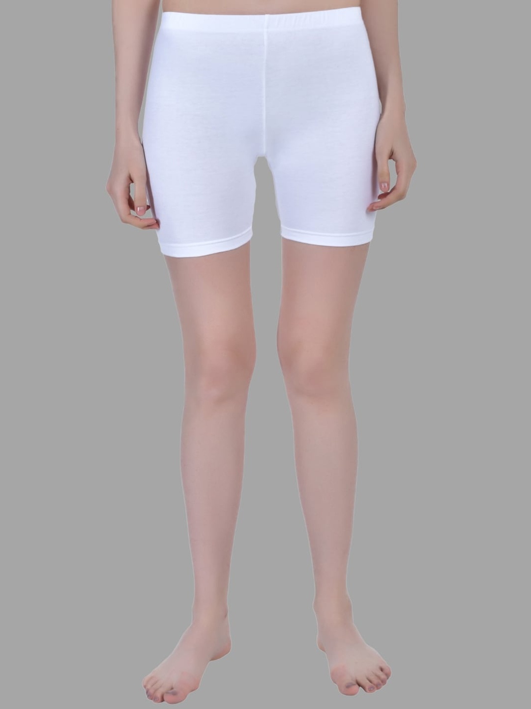 

Aimly Women Skinny Fit Cycling Sports Shorts, White